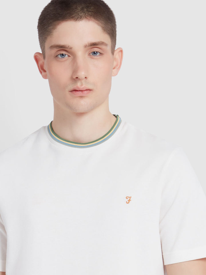 FARAH ALVIN TIPPED TEE - ECRU