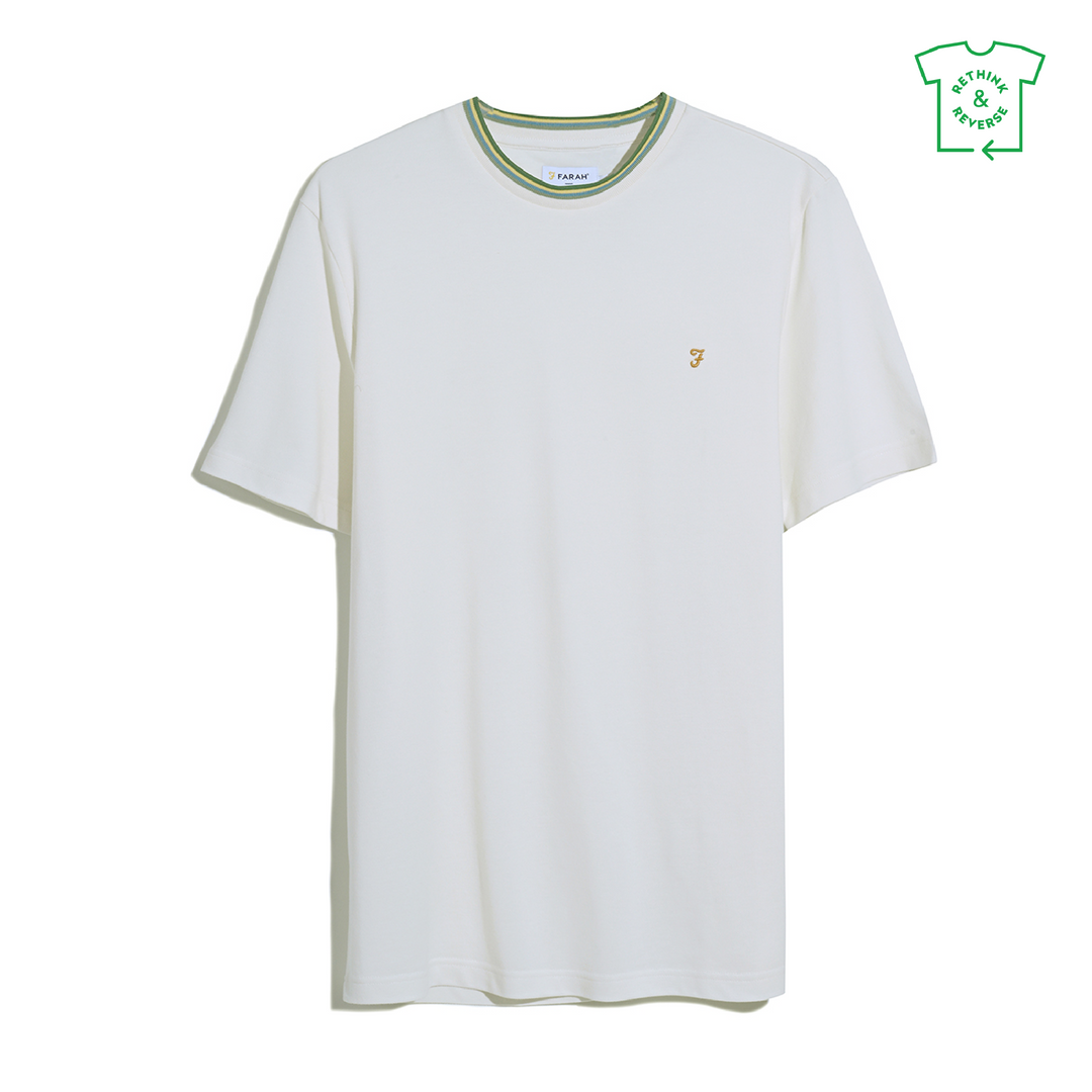 FARAH ALVIN TIPPED TEE - ECRU