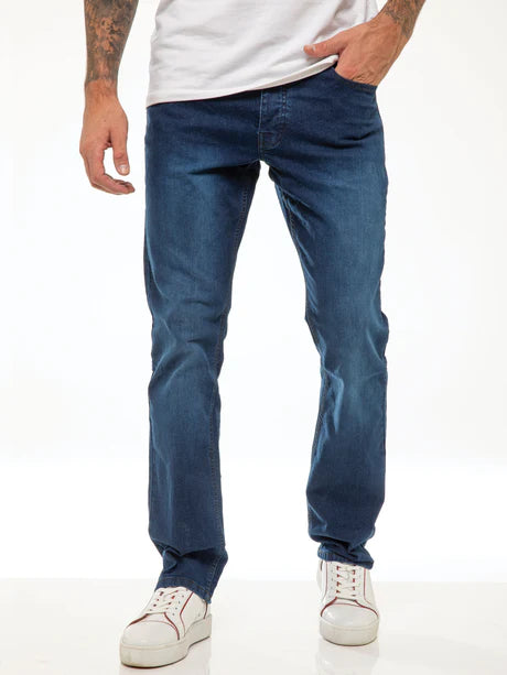 ENZO EM629 STRAIGHT LEG JEAN - MID STONE