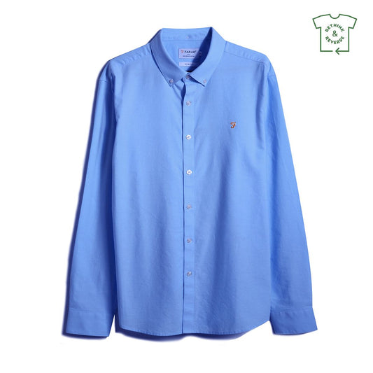 FARAH BREWER LS SHIRT - MID BLUE