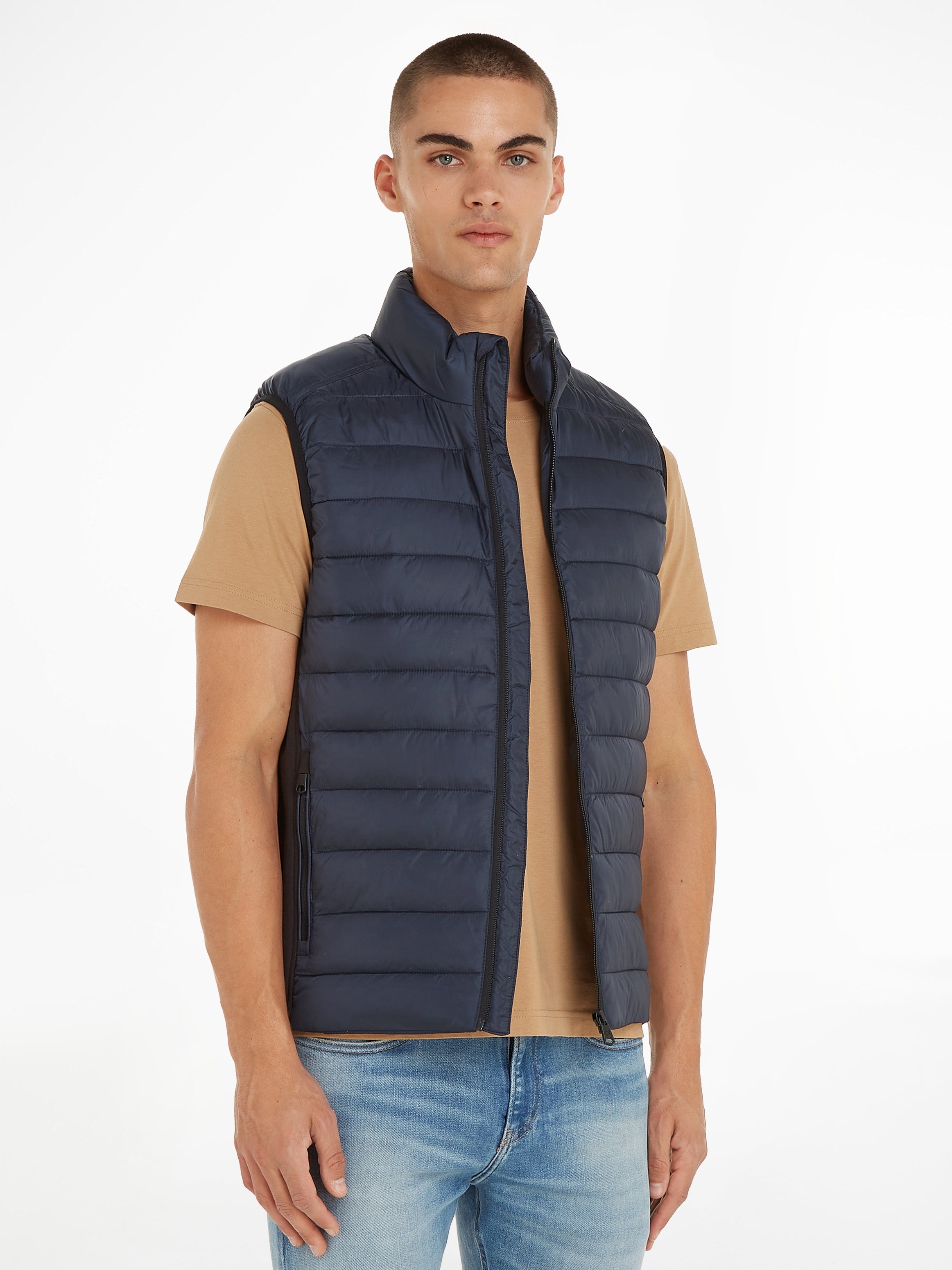 CK RECYCLED SIDE LOGO VEST NAVY