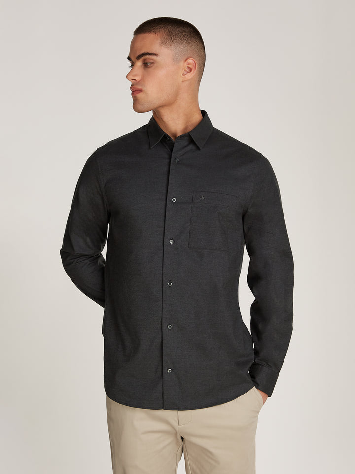 CK FLANNEL SOLID SHIRT - ASPHALT