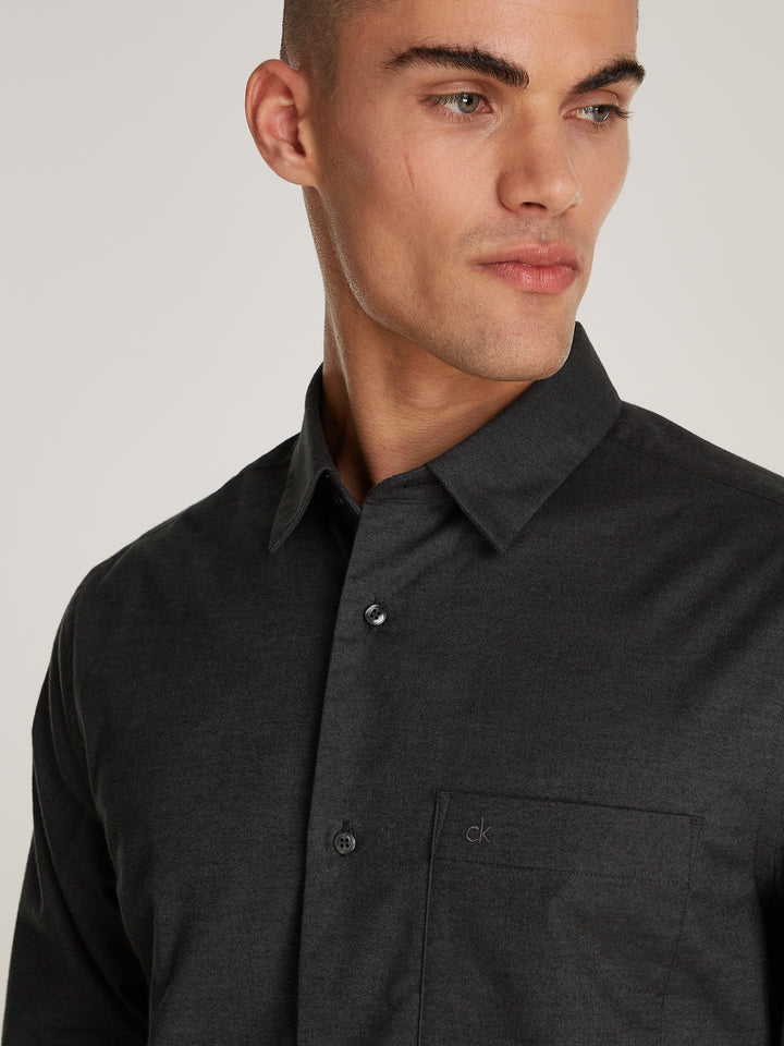 CK FLANNEL SOLID SHIRT - ASPHALT