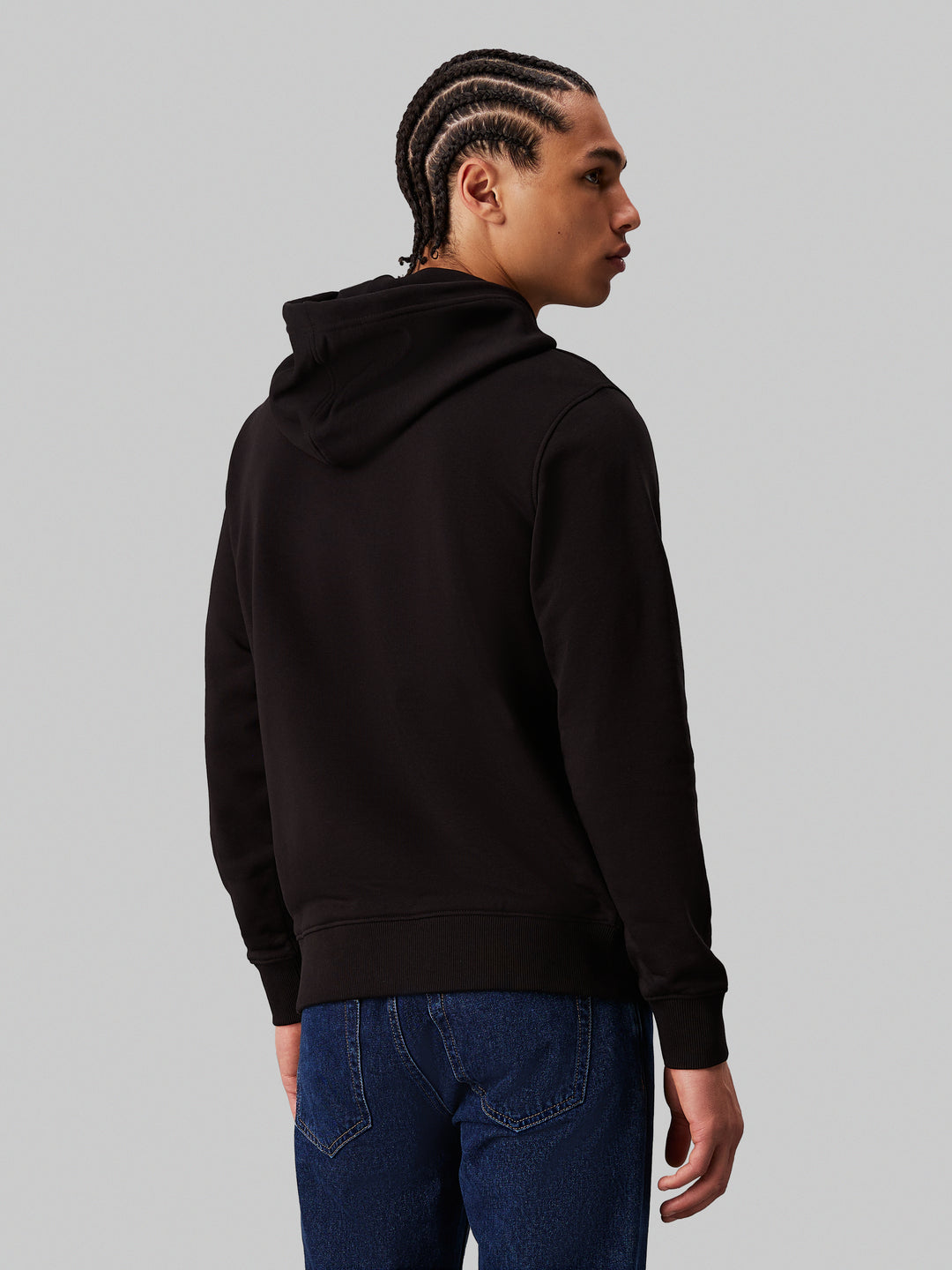 CKJ EMBRO BADGE HOODIE - BLACK