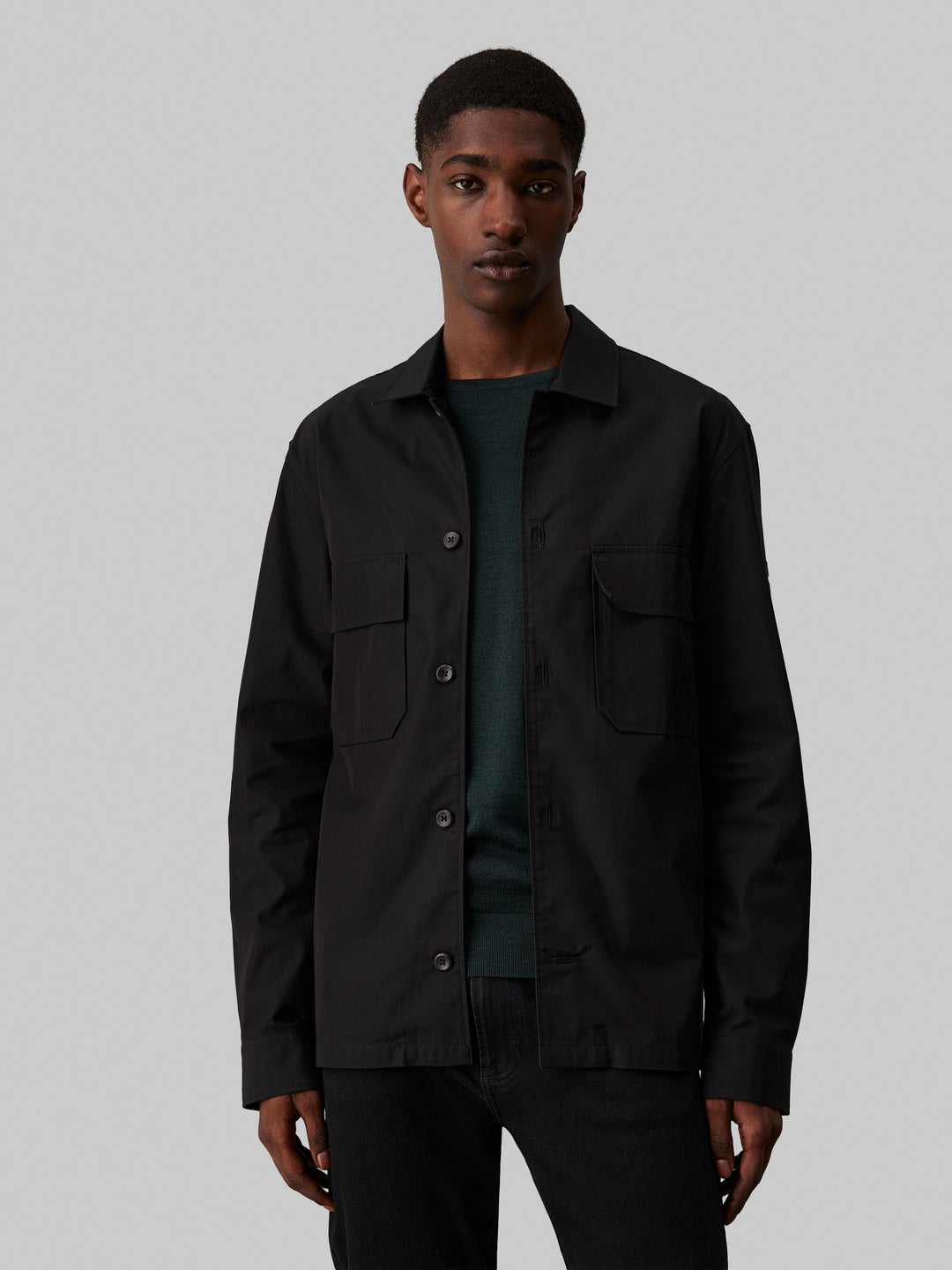 CK COTTON NYLON OVERSHIRT - BLACK