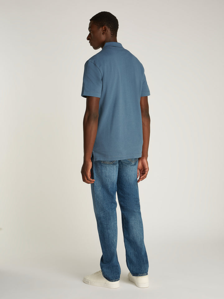 CKJ TEXTURED POLO - CHINA BLUE