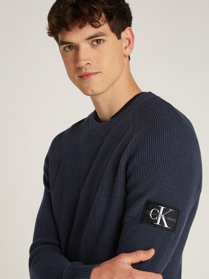 CKJ BADGE EASY SWEATER - INK