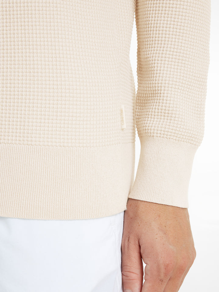 CK WAFFLE STRUCTURE SWEATER - BEIGE