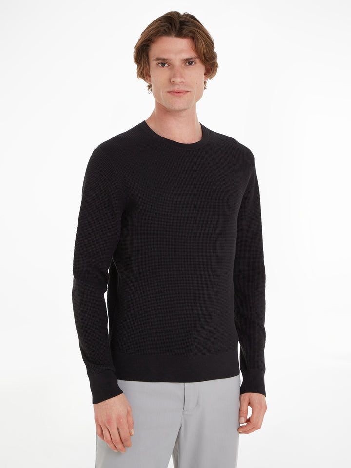 CK WAFFLE STRUCTURE SWEATER - BLACK