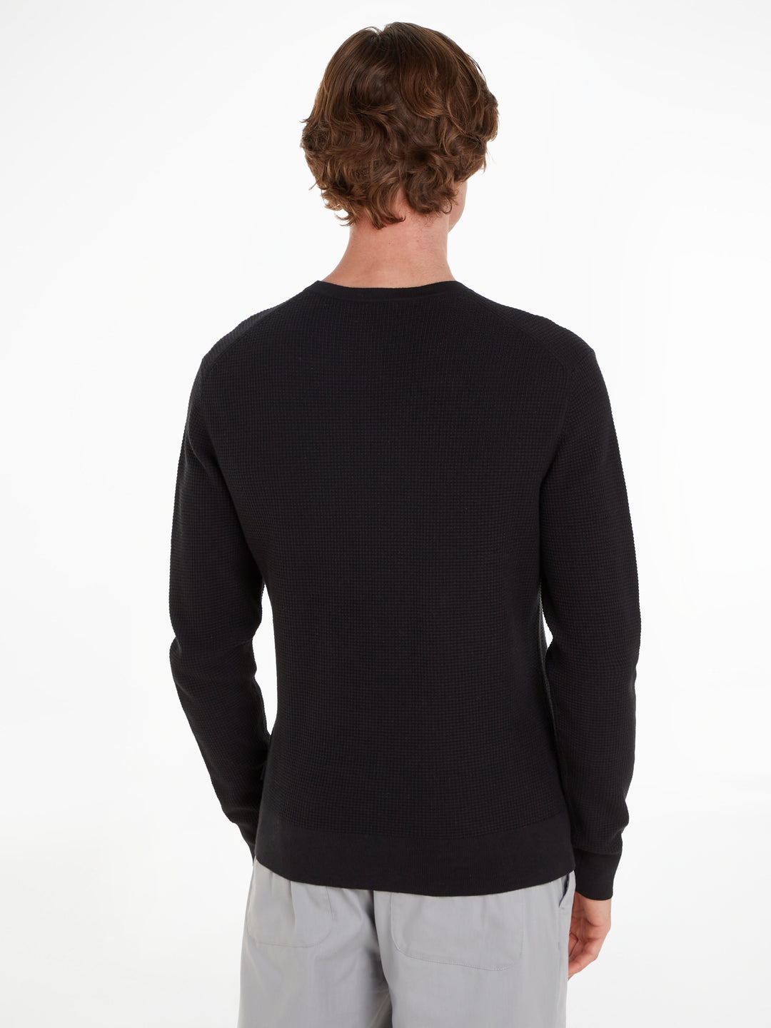 CK WAFFLE STRUCTURE SWEATER - BLACK