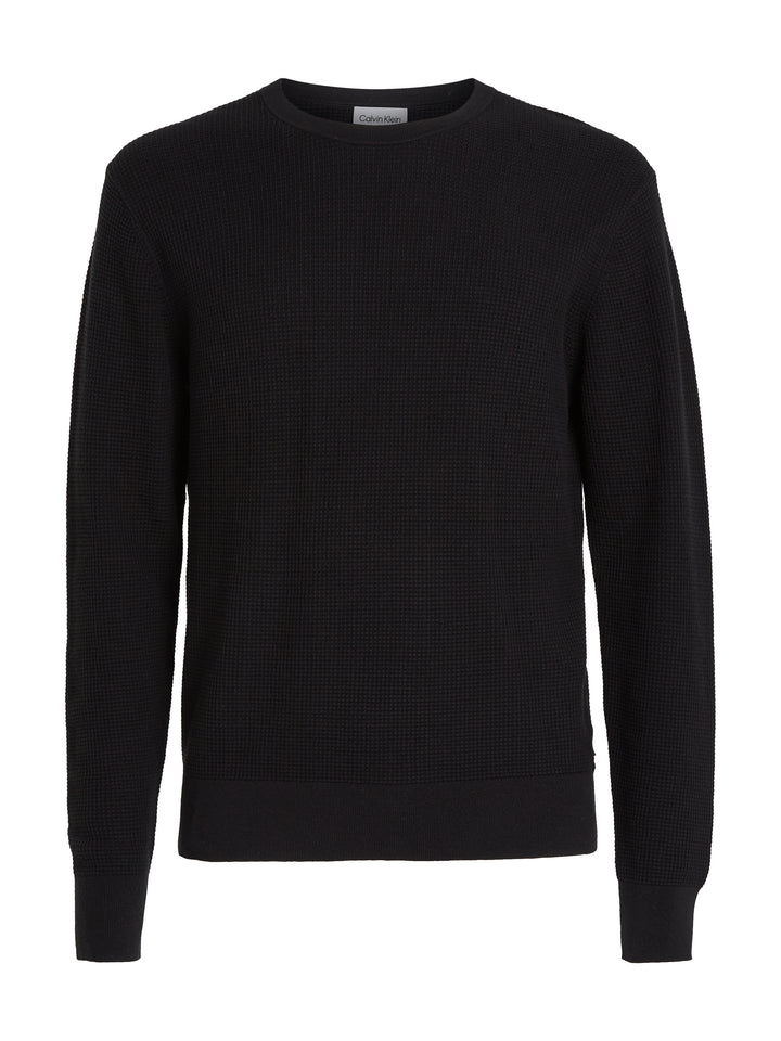 CK WAFFLE STRUCTURE SWEATER - BLACK