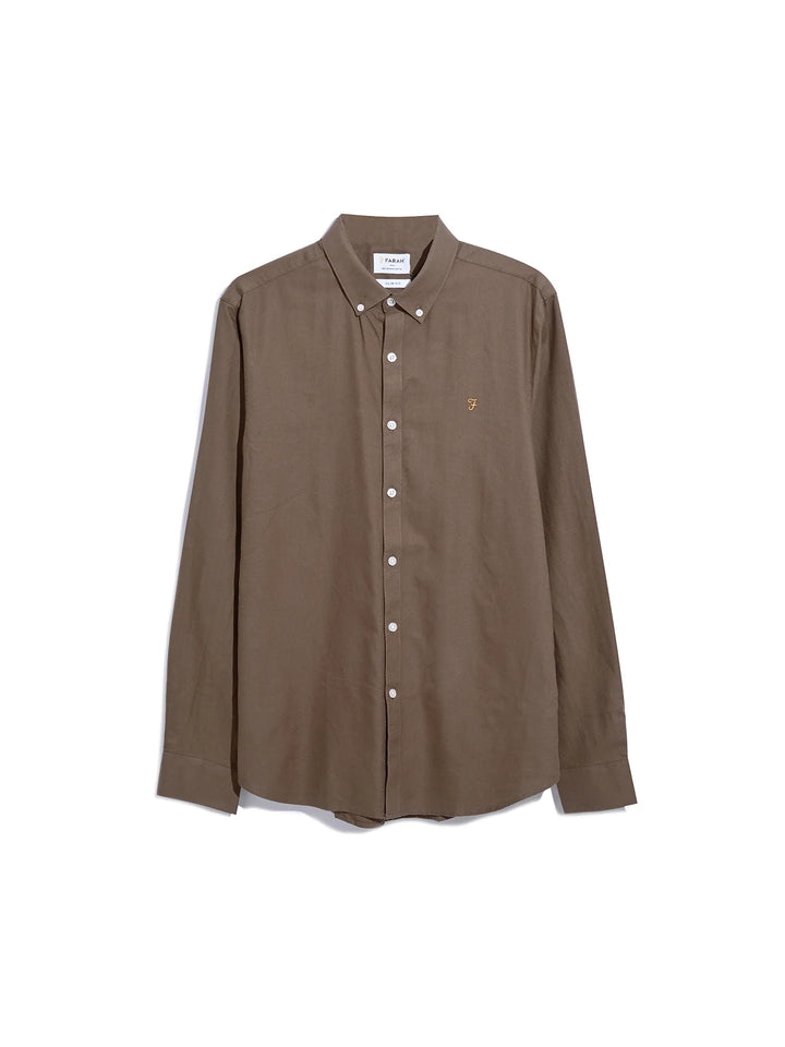 FARAH BREWER LS BD - MID BROWN