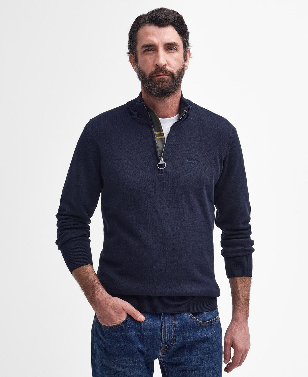 BARBOUR COTTON 1/2 ZIP - NAVY