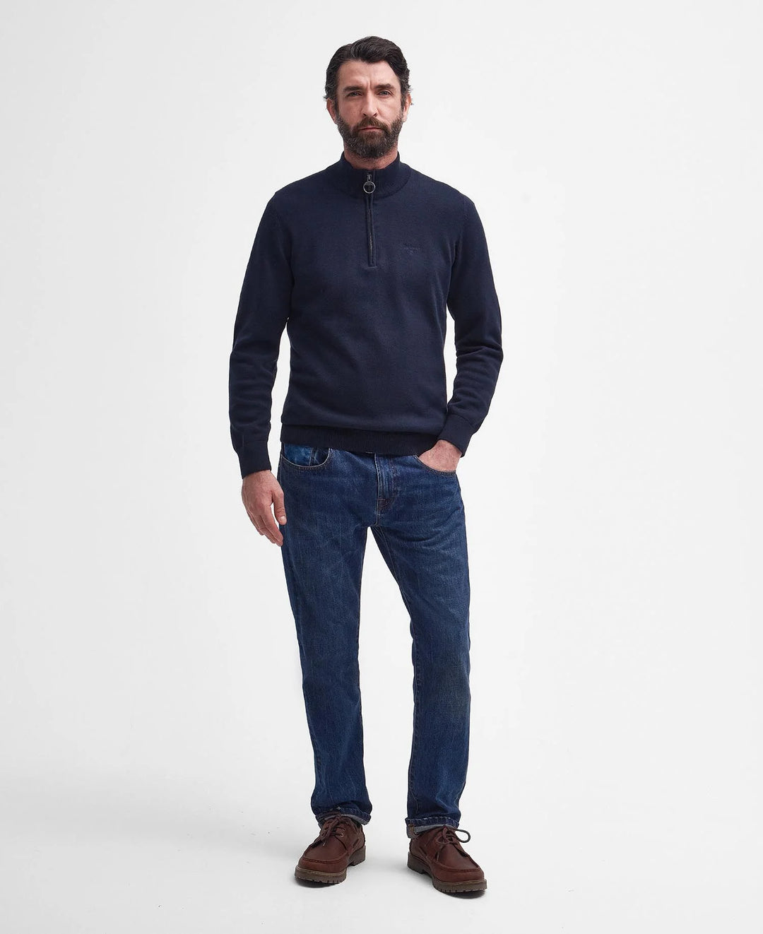 BARBOUR COTTON 1/2 ZIP - NAVY