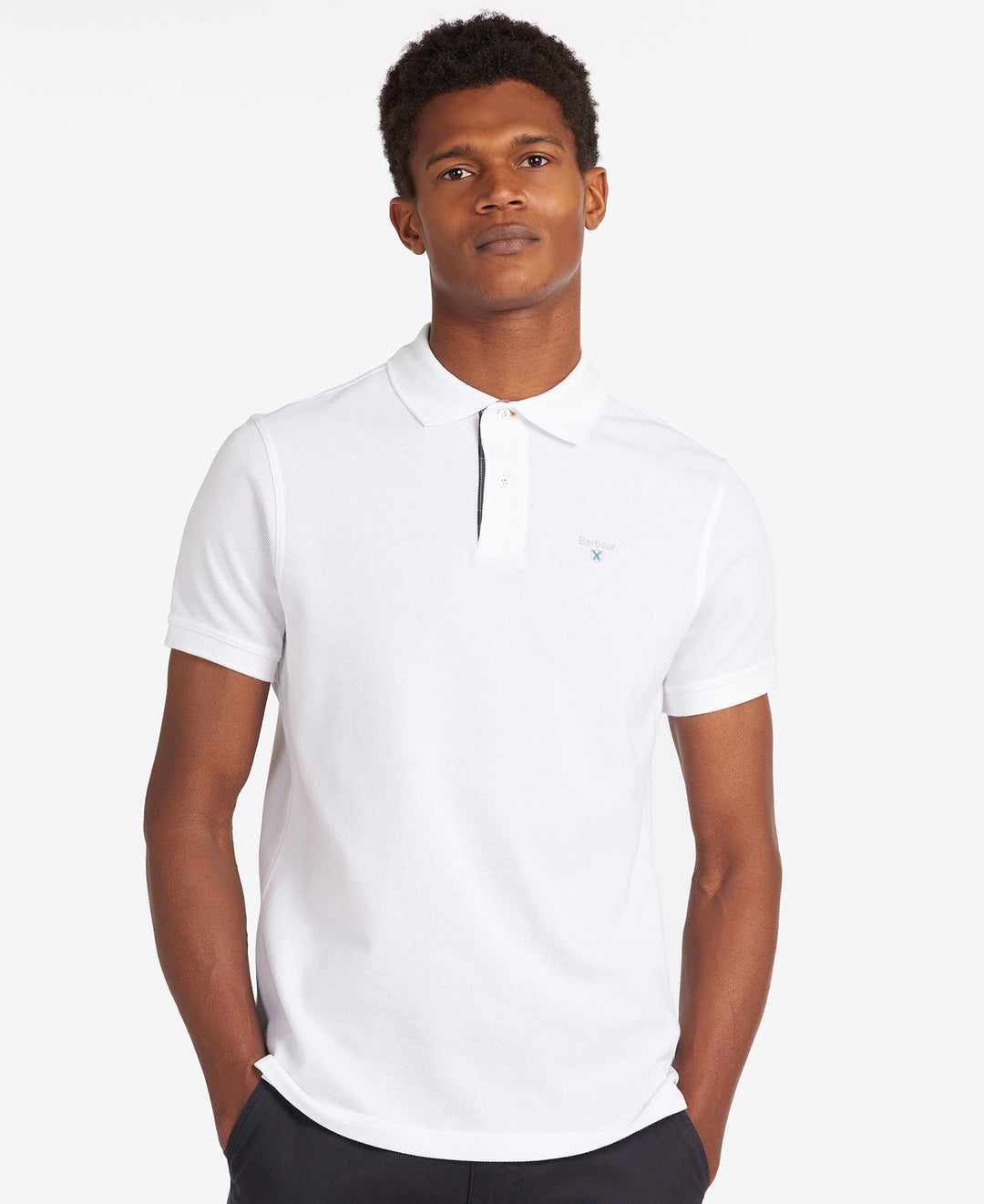 BARBOUR TARTAN PIQUE POLO - WHITE