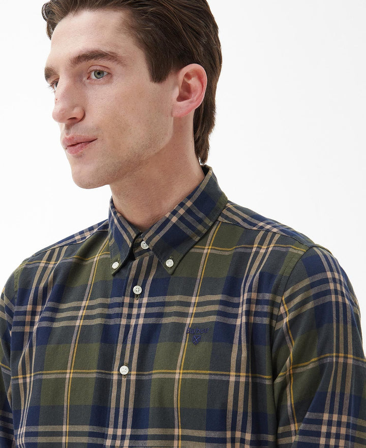 BARBOUR EDGAR CHECKED SHIRT - OLIVE