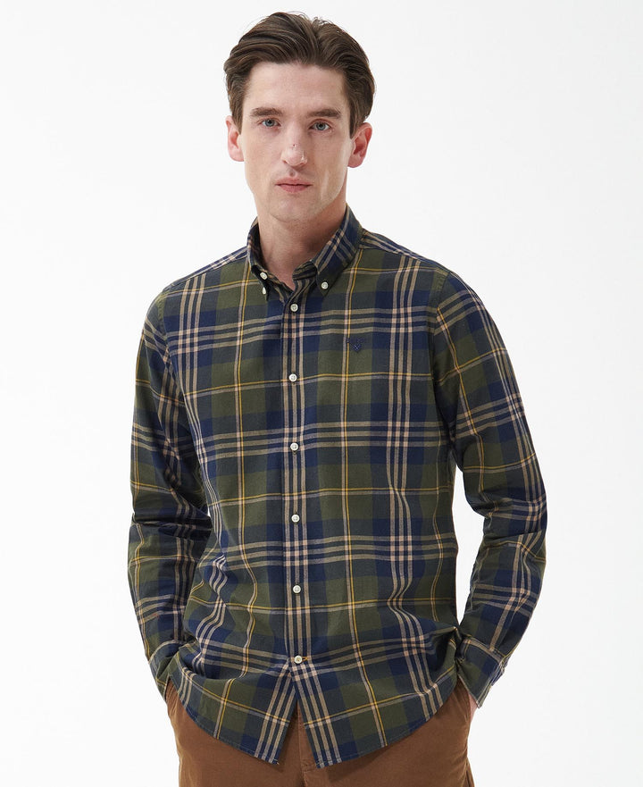 BARBOUR EDGAR CHECKED SHIRT - OLIVE