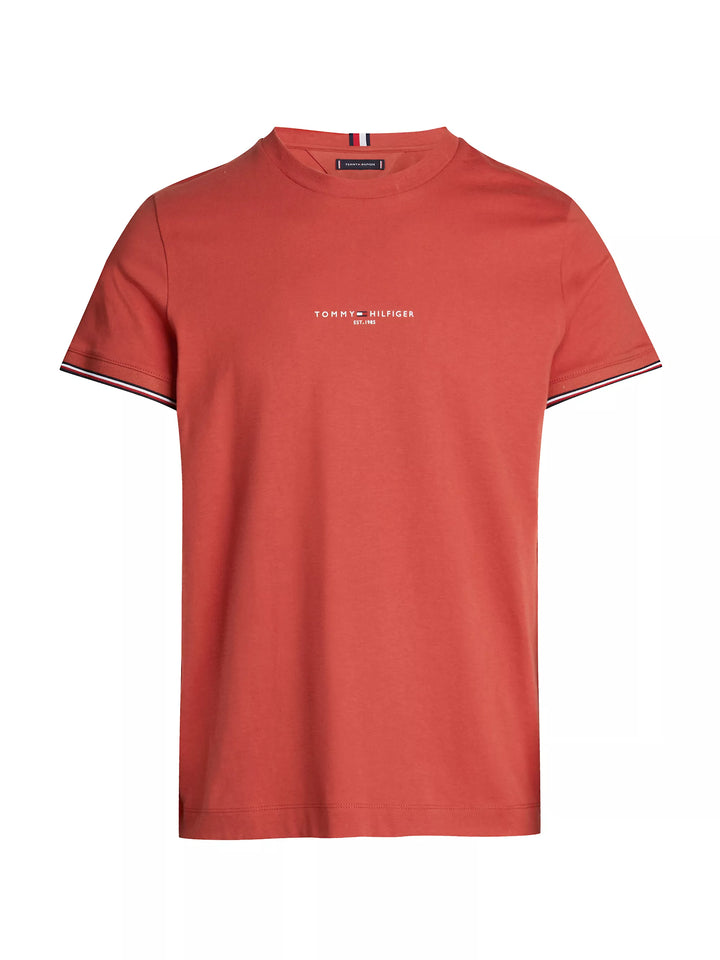 TH TOMMY LOGO TIPPED TEE - TERRA RED