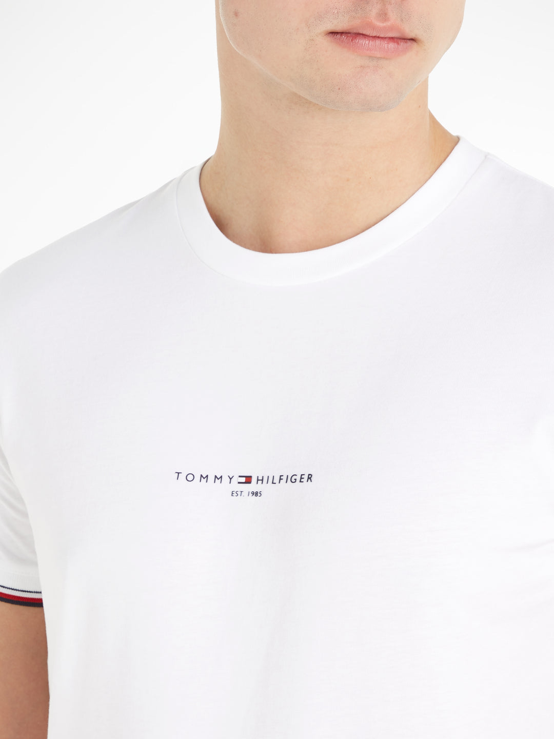 TH TOMMY LOGO TIPPED TEE - WHITE – T W Menswear