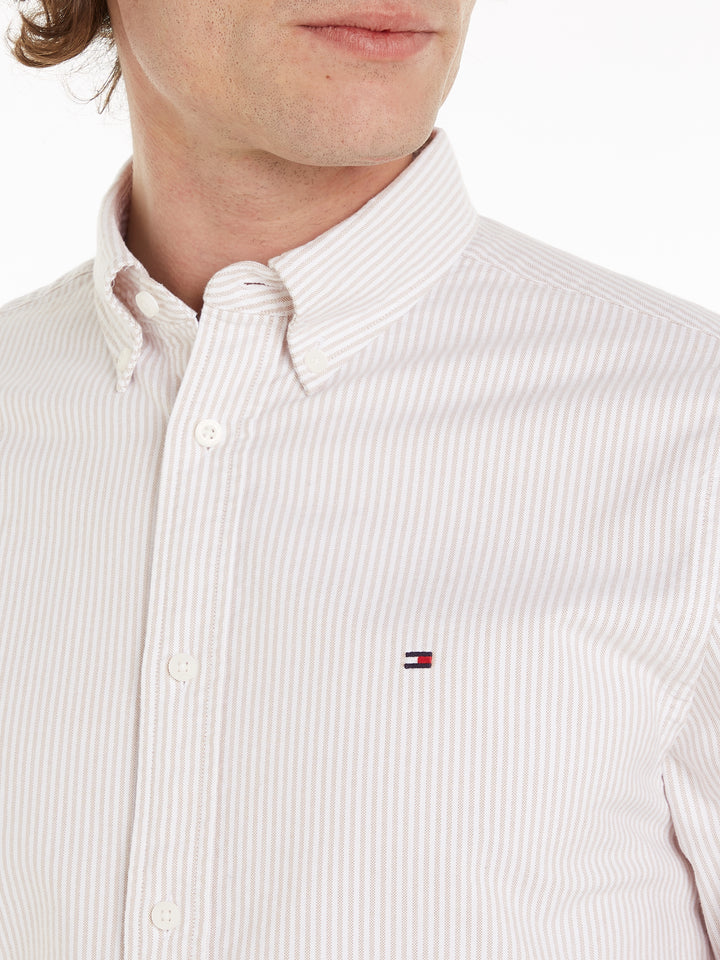 TH HERITAGE OXFORD STRIPE RF SHIRT - BEIGE/WHITE