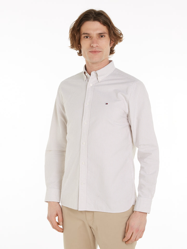 TH HERITAGE OXFORD STRIPE RF SHIRT - BEIGE/WHITE