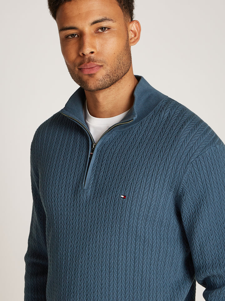 TH HERRINGBONE STRUCTURE ZIP - AEGEAN