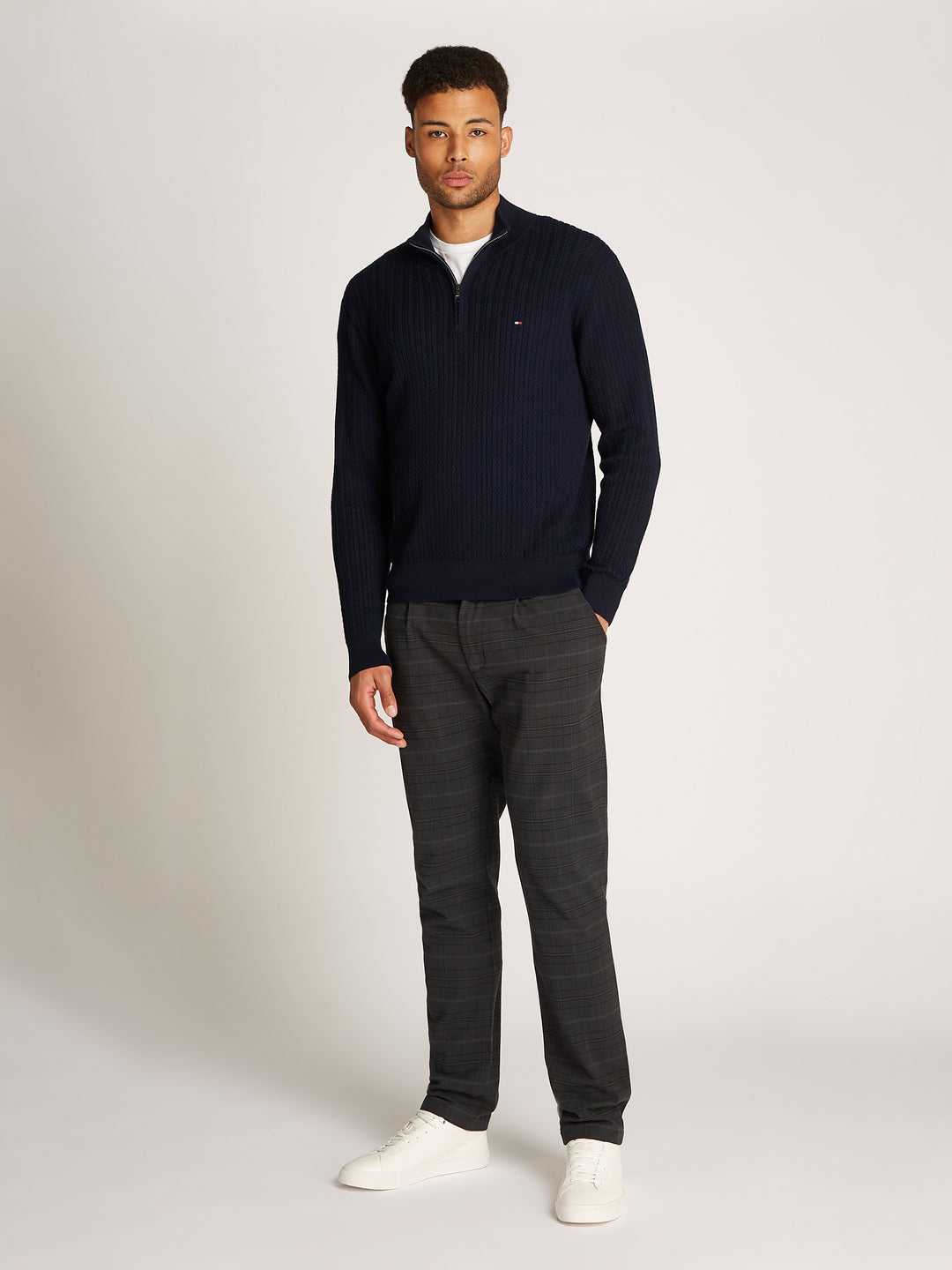 TH HERRINGBONE STRUCTURE ZIP - NAVY