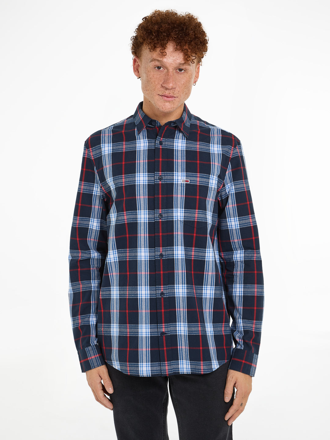 TJM REG POPLIN CHECK SHIRT - DARK NIGHT