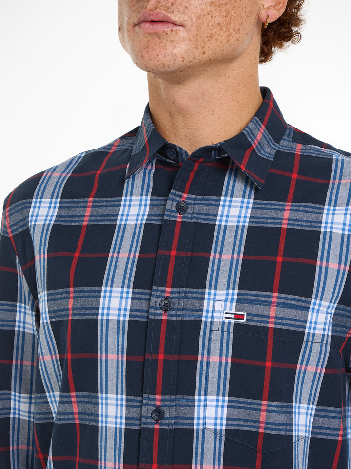 TJM REG POPLIN CHECK SHIRT - DARK NIGHT