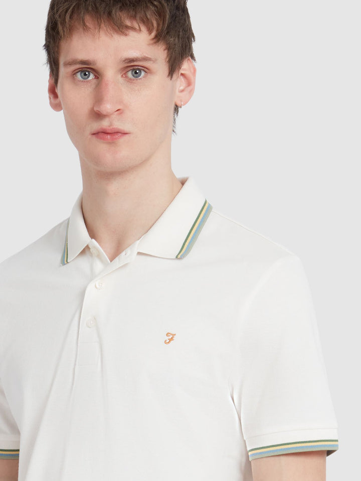 FARAH ALVIN TIPPED POLO - ECRU