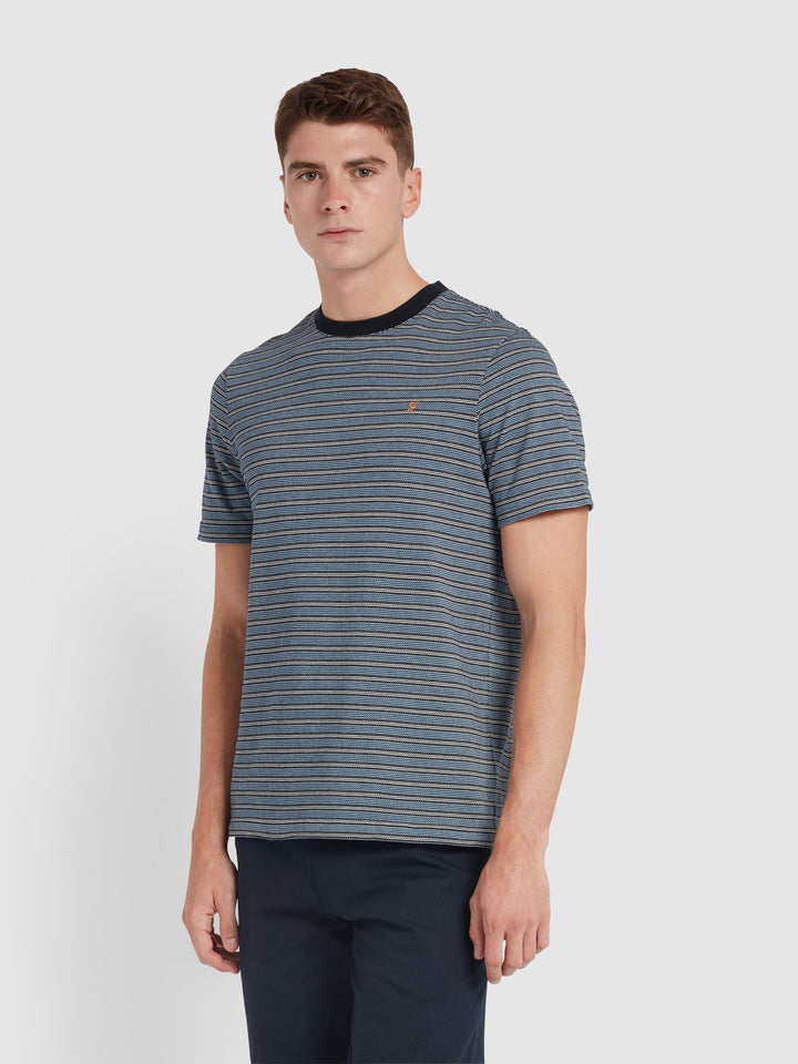 FARAH WILMOT STRIPE TEE - NAVY