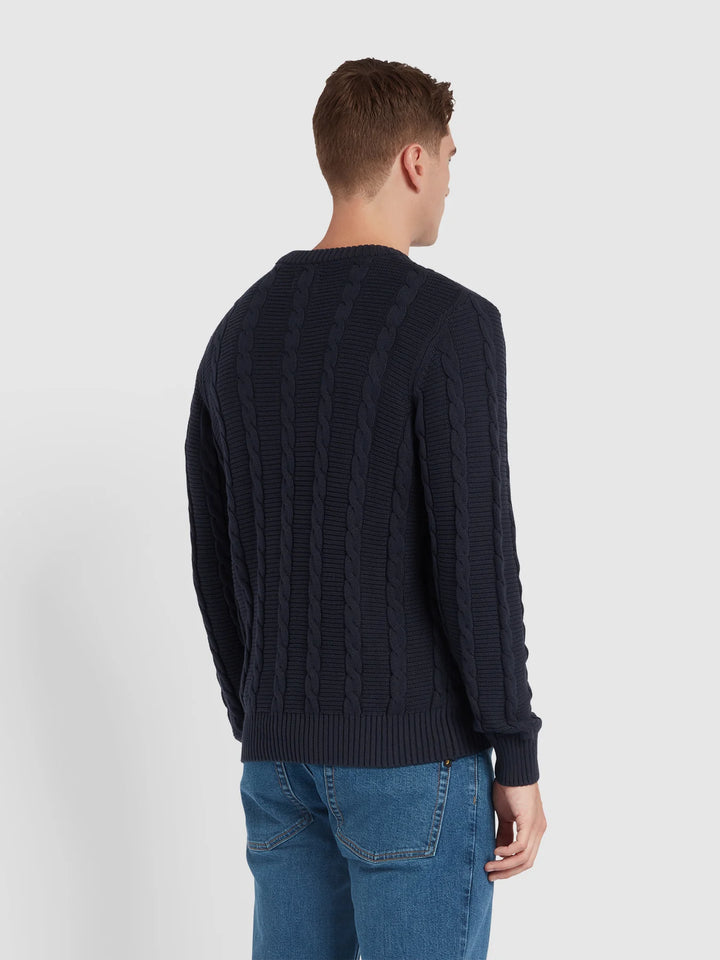 FARAH MENDON CABLE SWEAT - NAVY