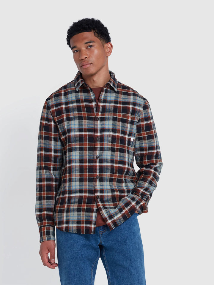 FARAH JEROME CHECK OVERSHIRT - BLACK