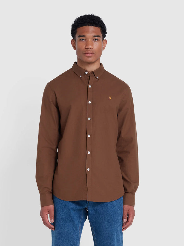 FARAH BREWER LS BD - MID BROWN