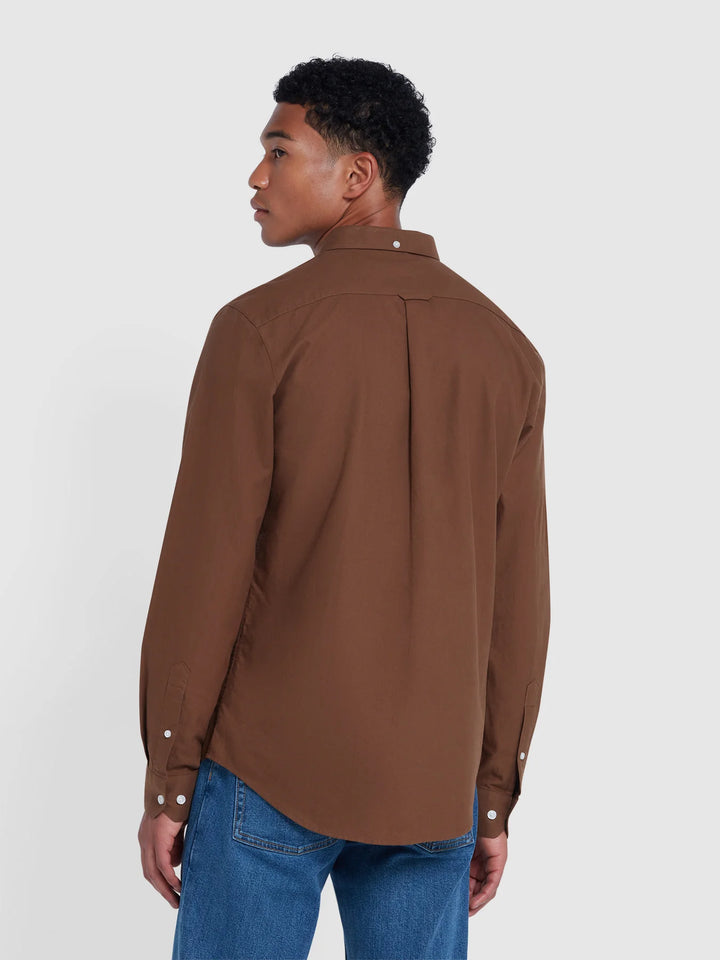 FARAH BREWER LS BD - MID BROWN