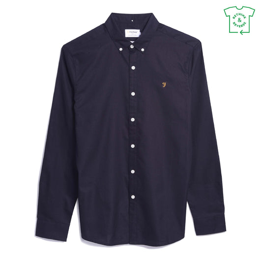 FARAH BREWER LS SHIRT - NAVY